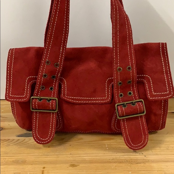 Cynthia Rowley red suede hand bag - Picture 1 of 8